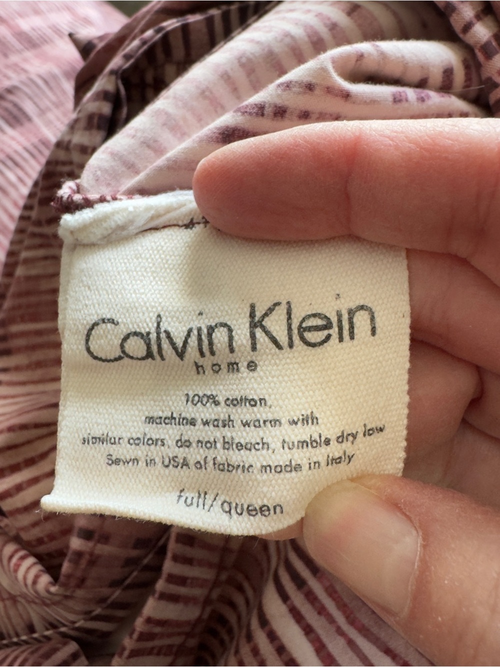 Calvin Klein Mauve Pink Striped Bedding Set-Queen Duvet Cover+ 2 Standard Shams - Picture 8 of 8
